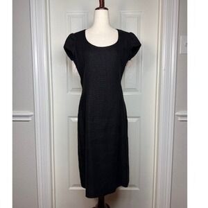Ralph Lauren Collection 90's Purple Label Black Linen Puff Sleeve Sheath Dress 8